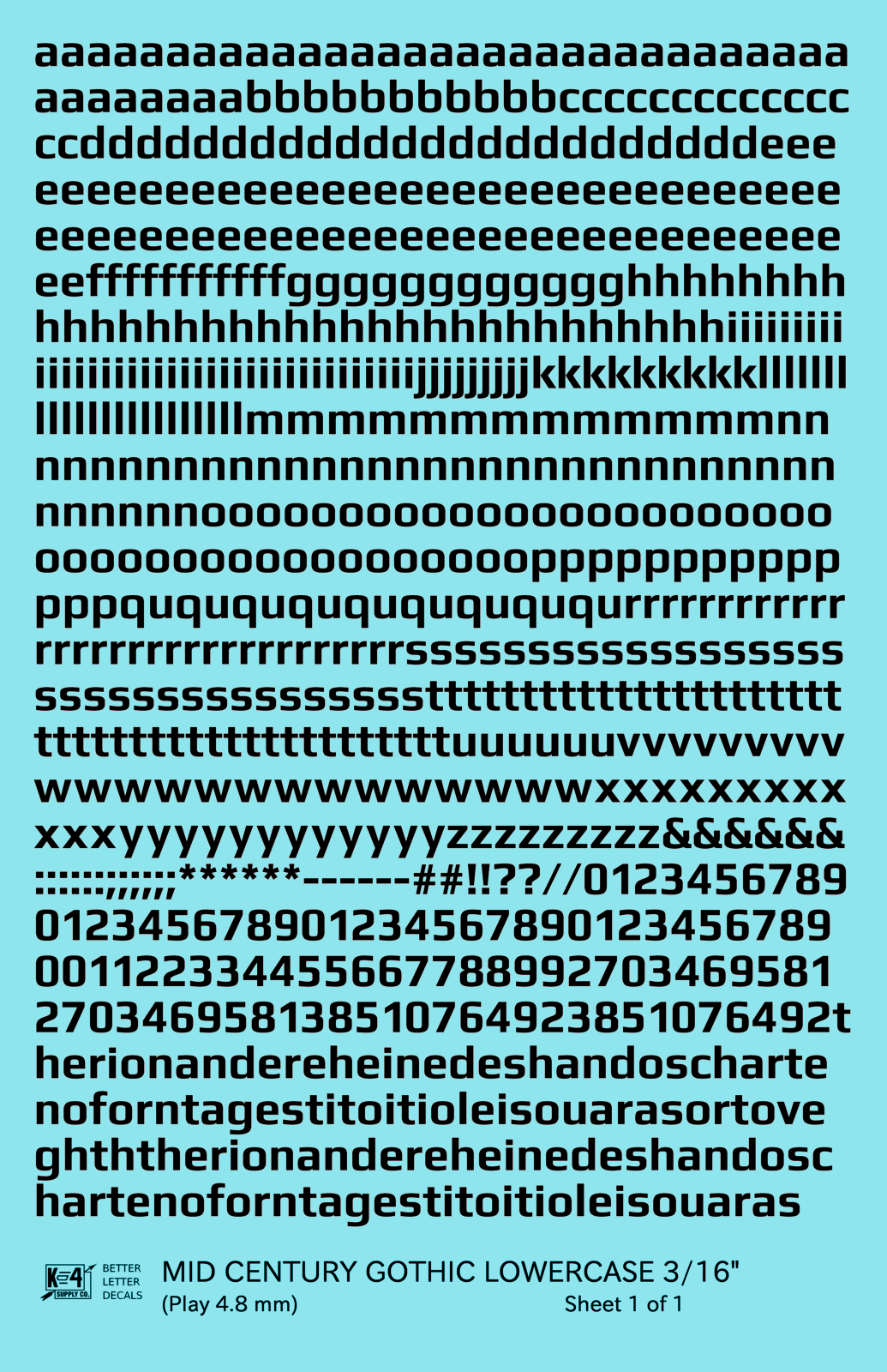 Lowercase Mid Century Gothic Letter Alphabet