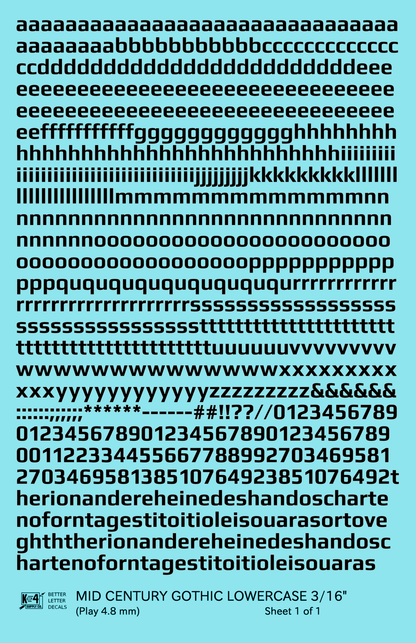Lowercase Mid Century Gothic Letter Alphabet