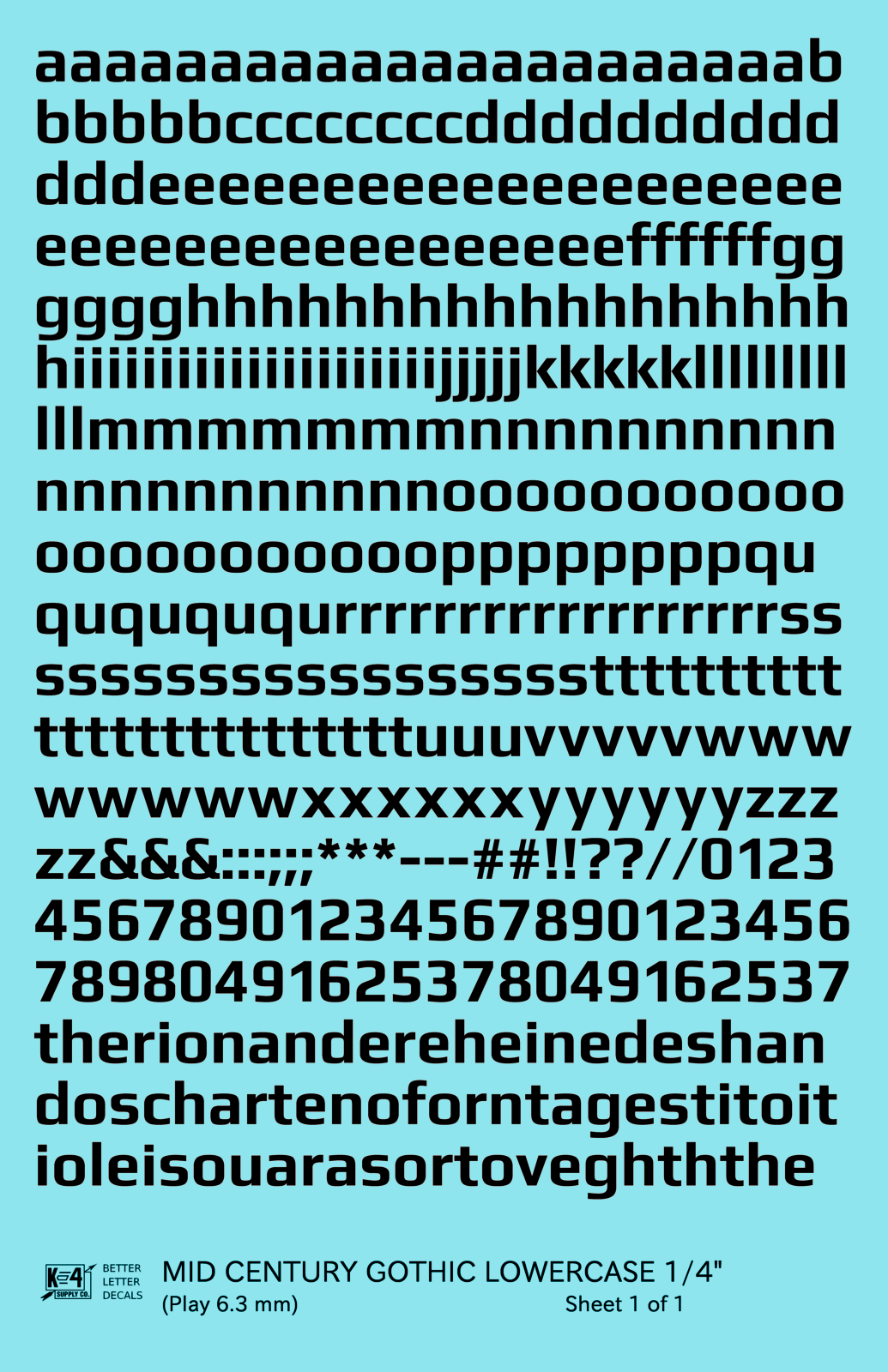 Lowercase Mid Century Gothic Letter Alphabet