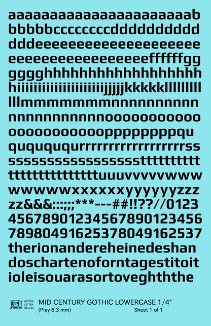 Lowercase Mid Century Gothic Letter Alphabet