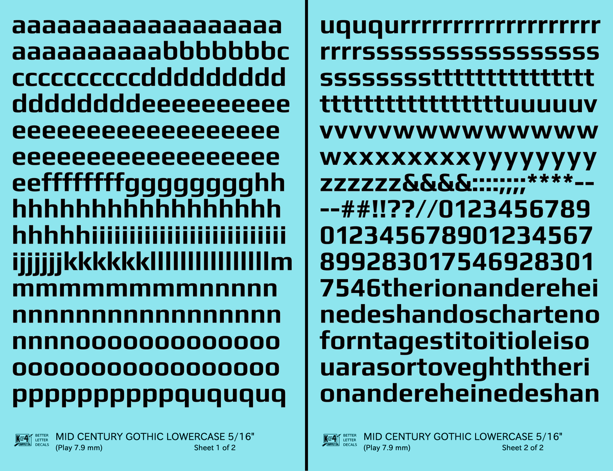 Lowercase Mid Century Gothic Letter Alphabet