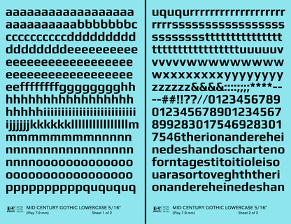 Lowercase Mid Century Gothic Letter Alphabet