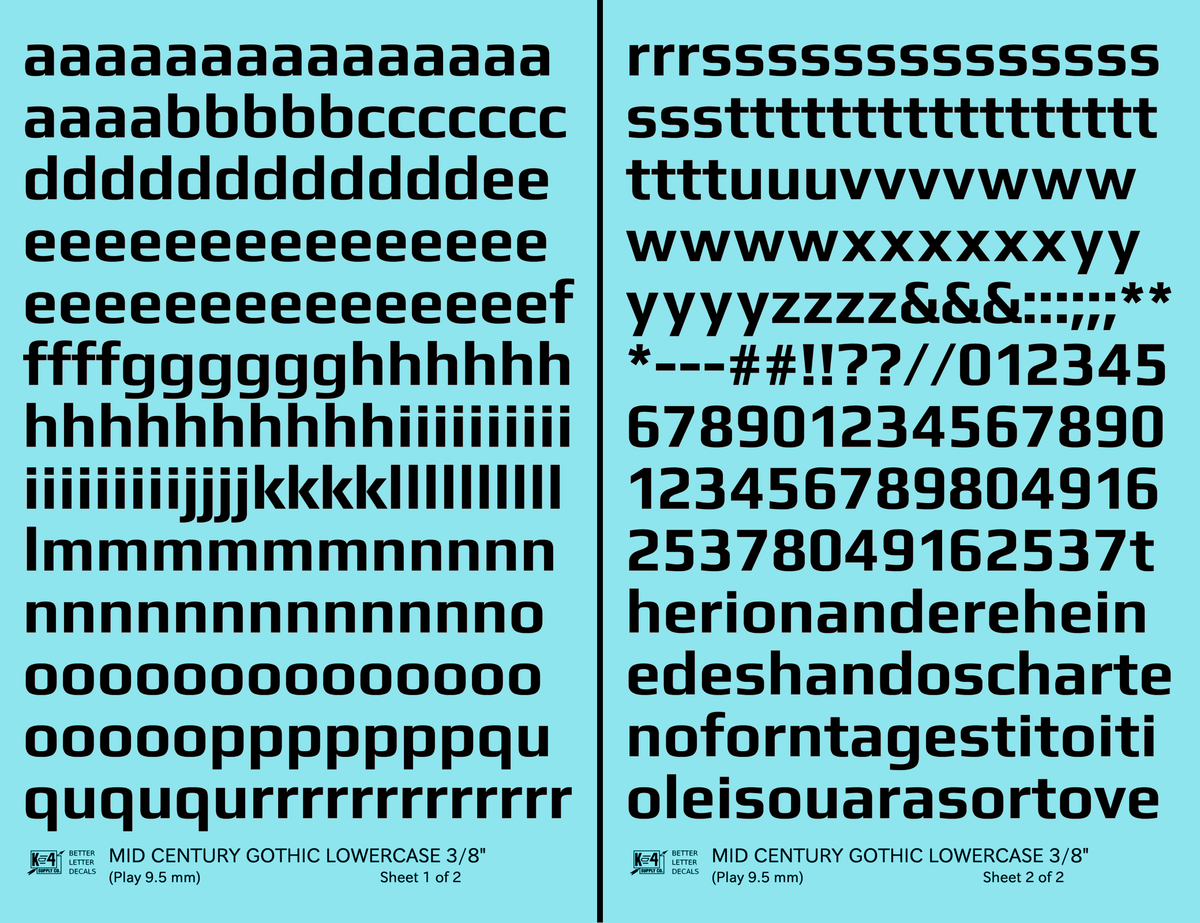 Lowercase Mid Century Gothic Letter Alphabet