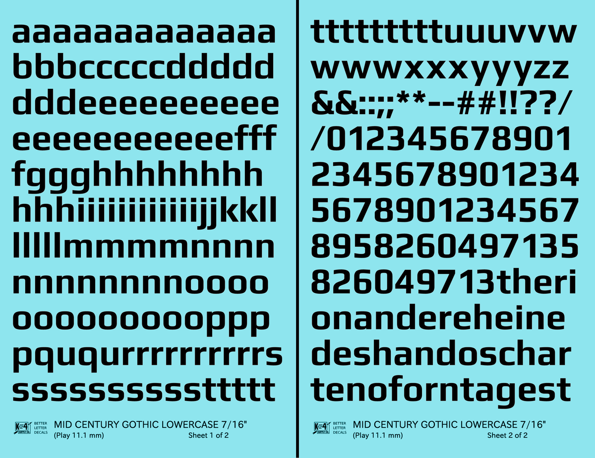 Lowercase Mid Century Gothic Letter Alphabet