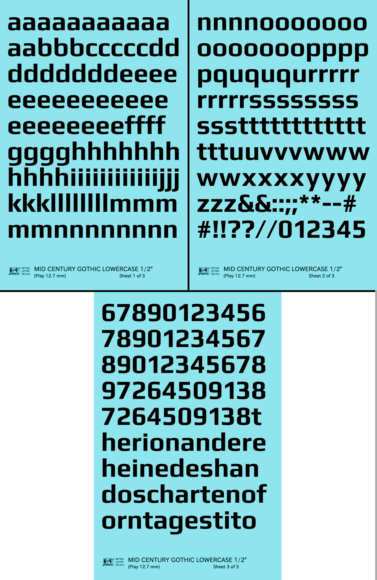 Lowercase Mid Century Gothic Letter Alphabet