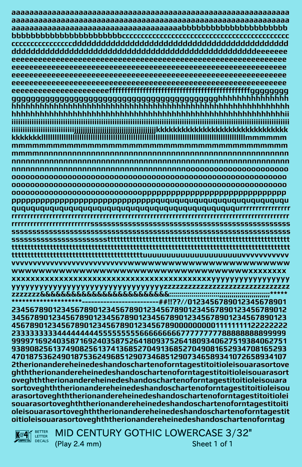 Lowercase Mid Century Gothic Letter Alphabet
