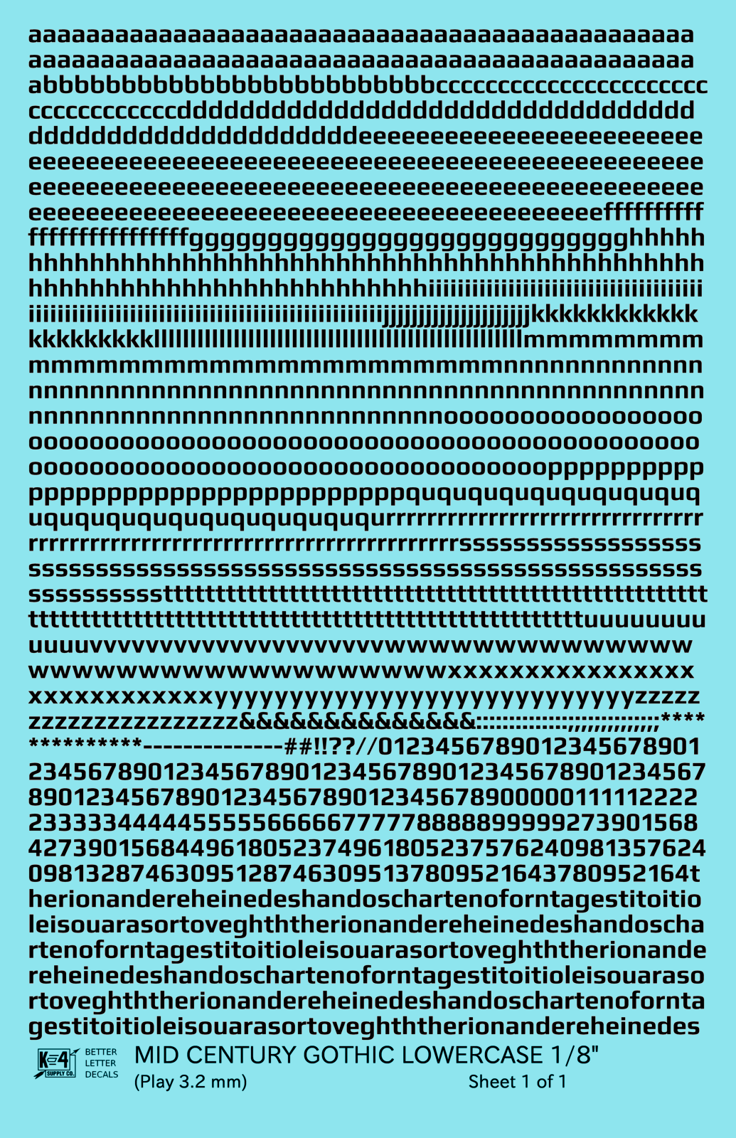 Lowercase Mid Century Gothic Letter Alphabet