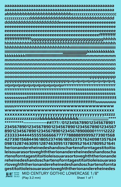 Lowercase Mid Century Gothic Letter Alphabet