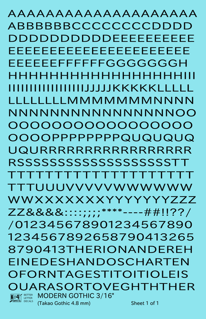 Modern Gothic Letter Number Alphabet