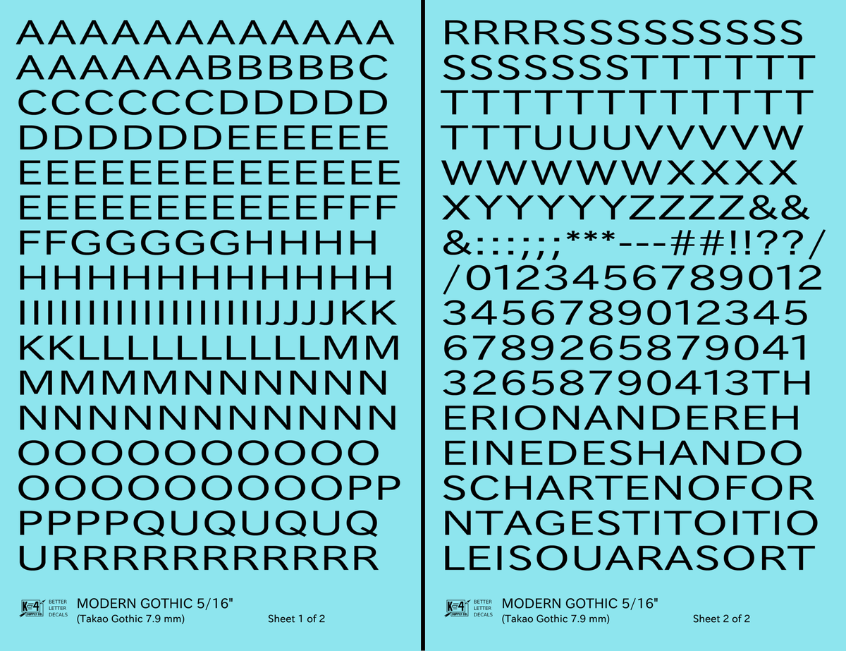 Modern Gothic Letter Number Alphabet