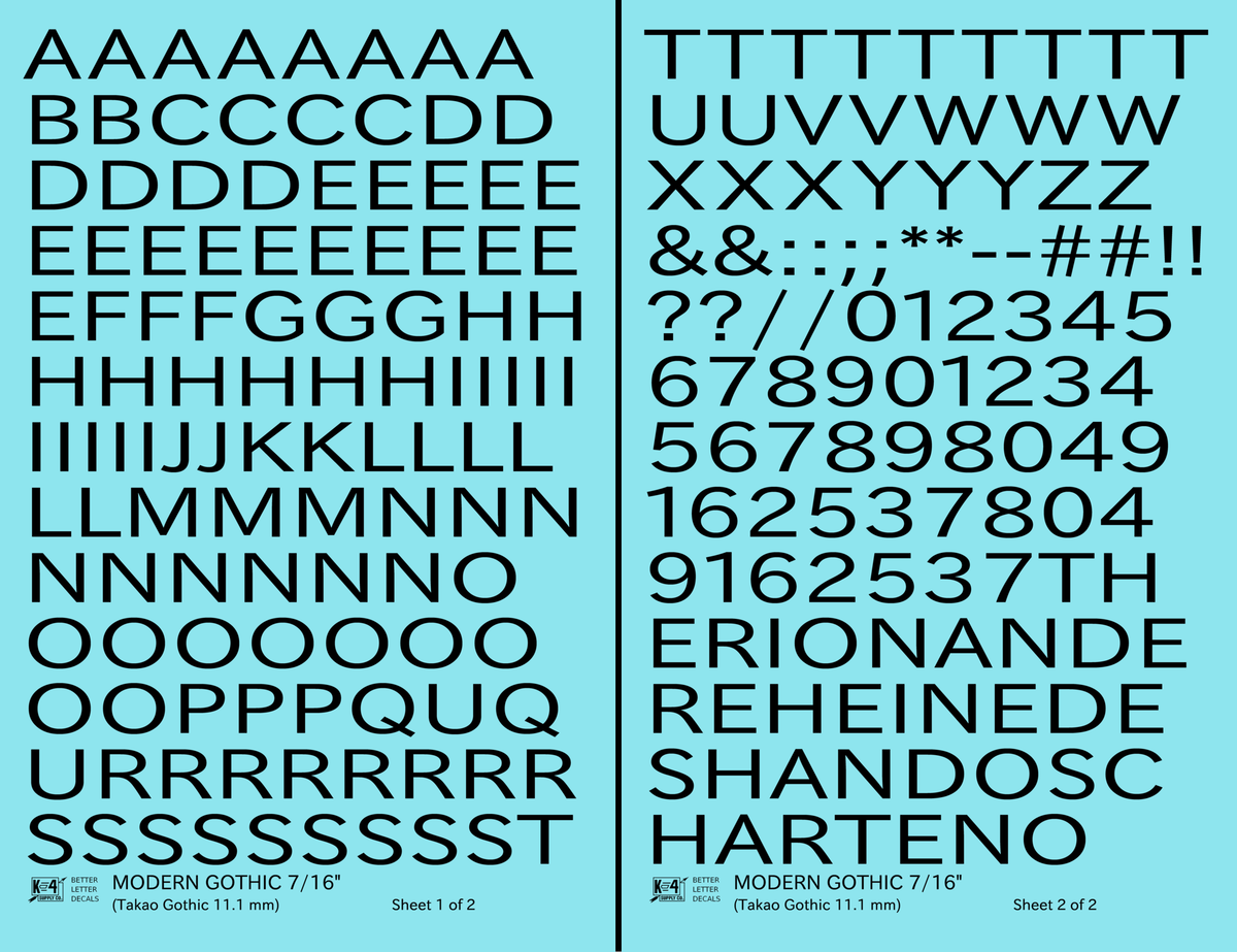Modern Gothic Letter Number Alphabet