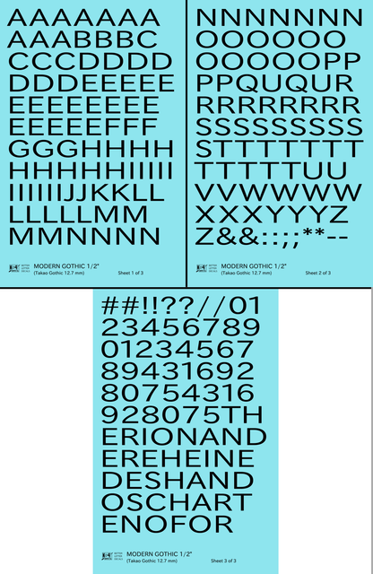 Modern Gothic Letter Number Alphabet