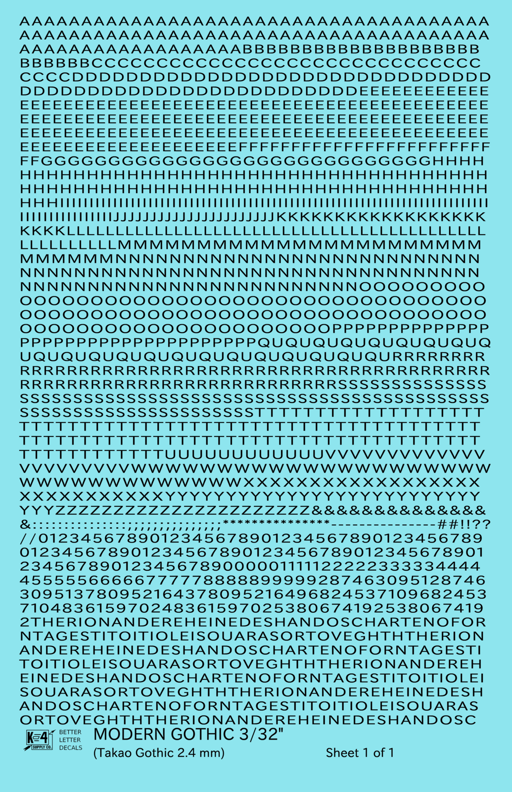 Modern Gothic Letter Number Alphabet