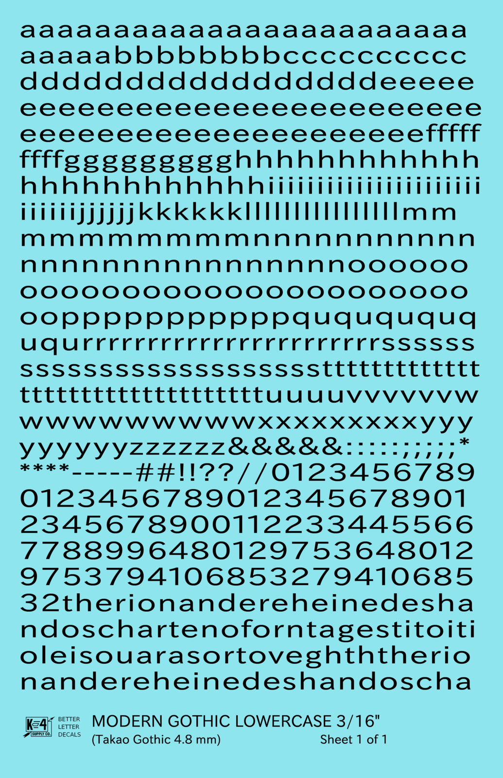 Lowercase Modern Gothic Letter Number Alphabet