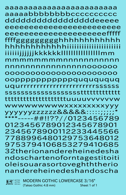 Lowercase Modern Gothic Letter Number Alphabet