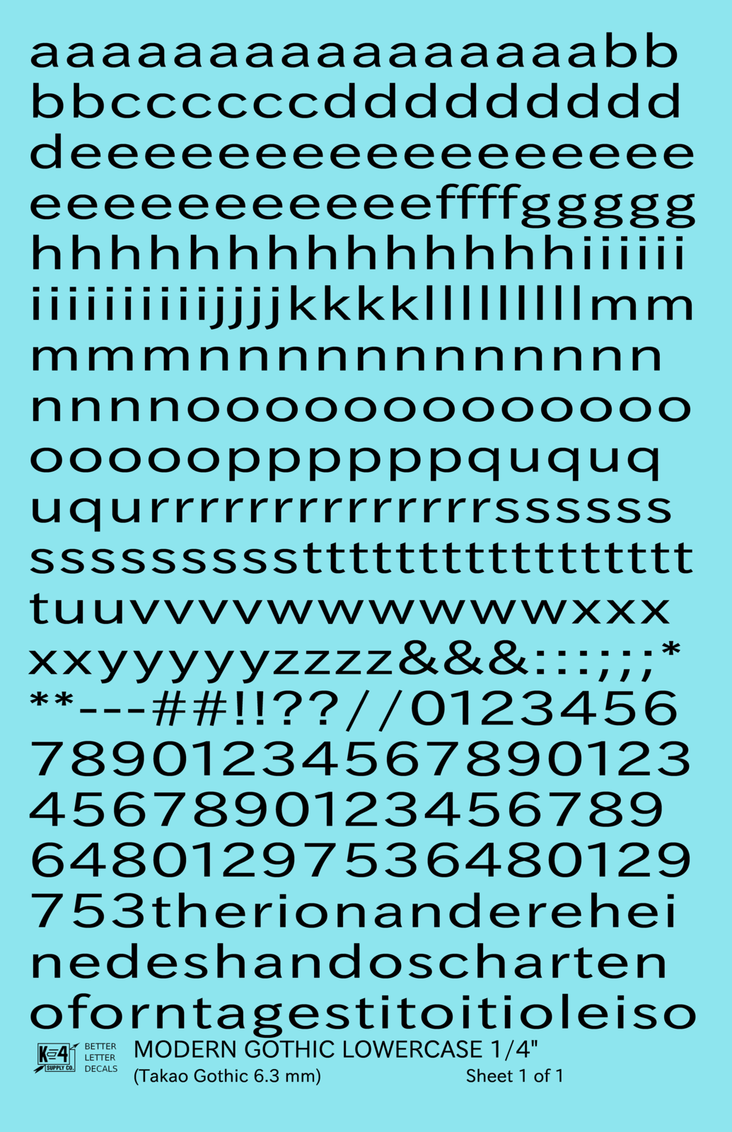 Lowercase Modern Gothic Letter Number Alphabet