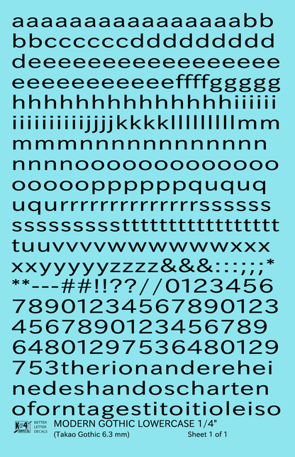 Lowercase Modern Gothic Letter Number Alphabet