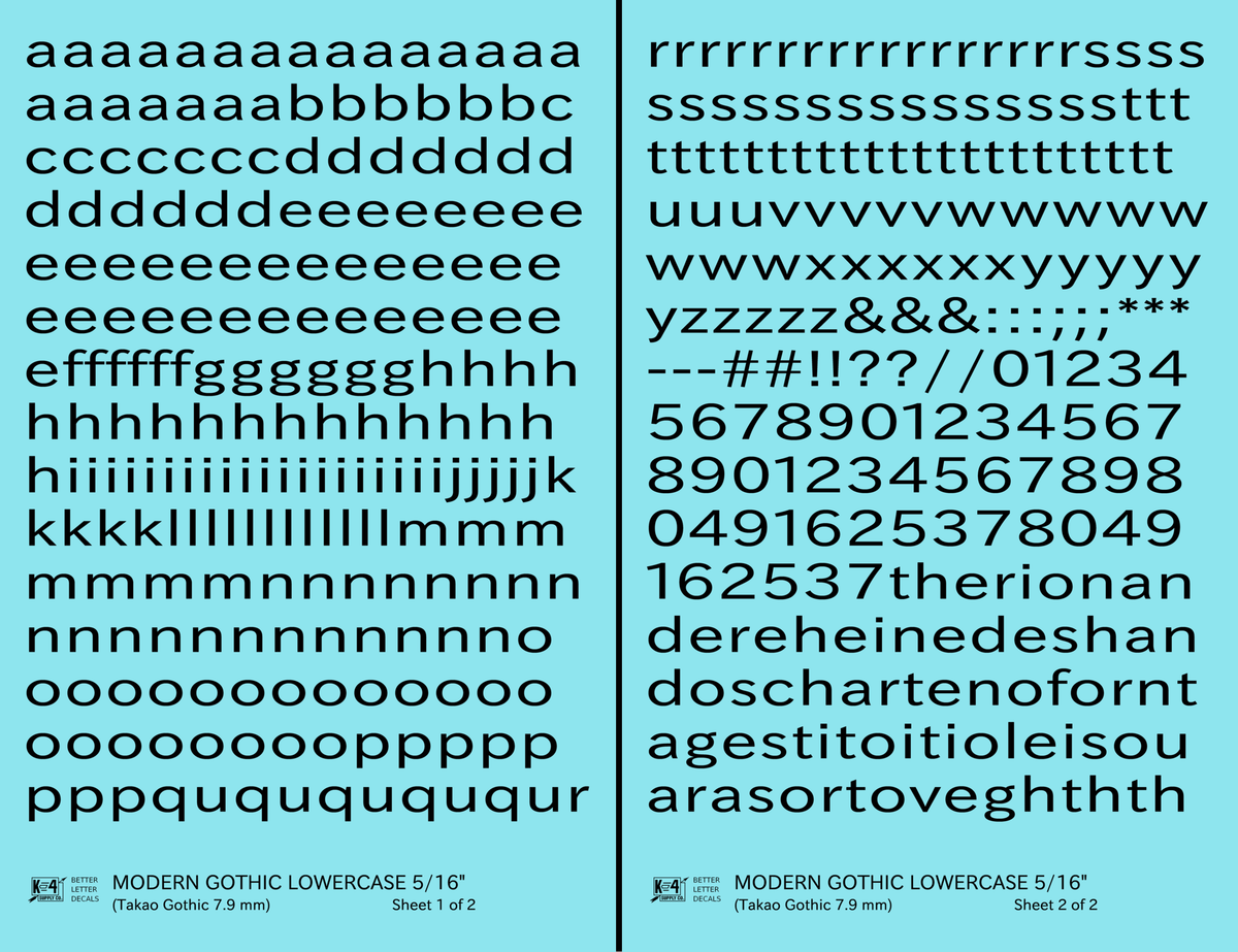 Lowercase Modern Gothic Letter Number Alphabet