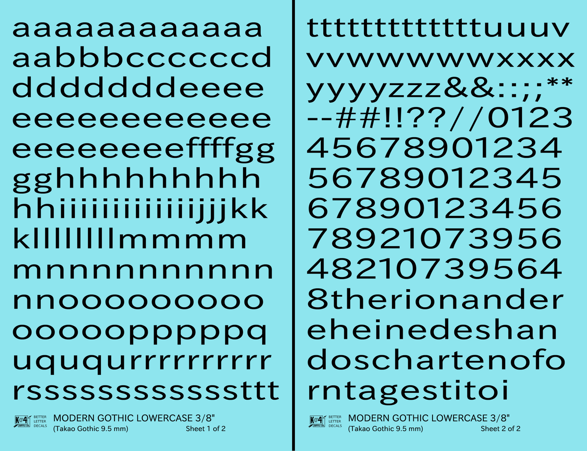 Lowercase Modern Gothic Letter Number Alphabet