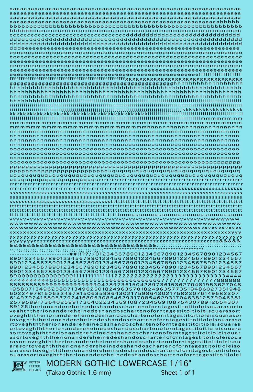 Lowercase Modern Gothic Letter Number Alphabet