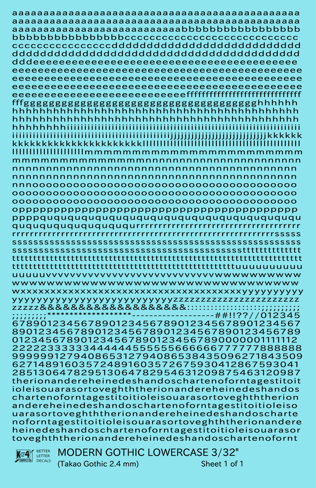 Lowercase Modern Gothic Letter Number Alphabet