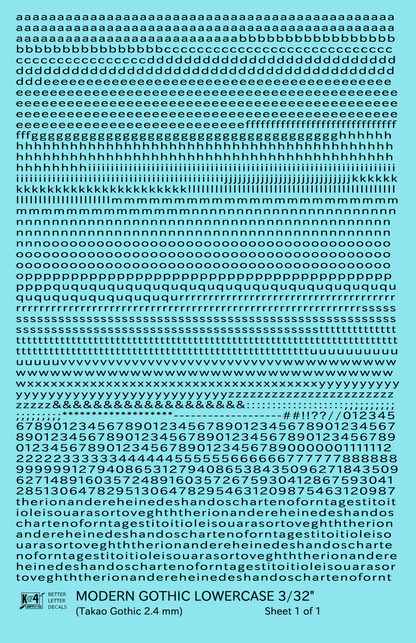 Lowercase Modern Gothic Letter Number Alphabet