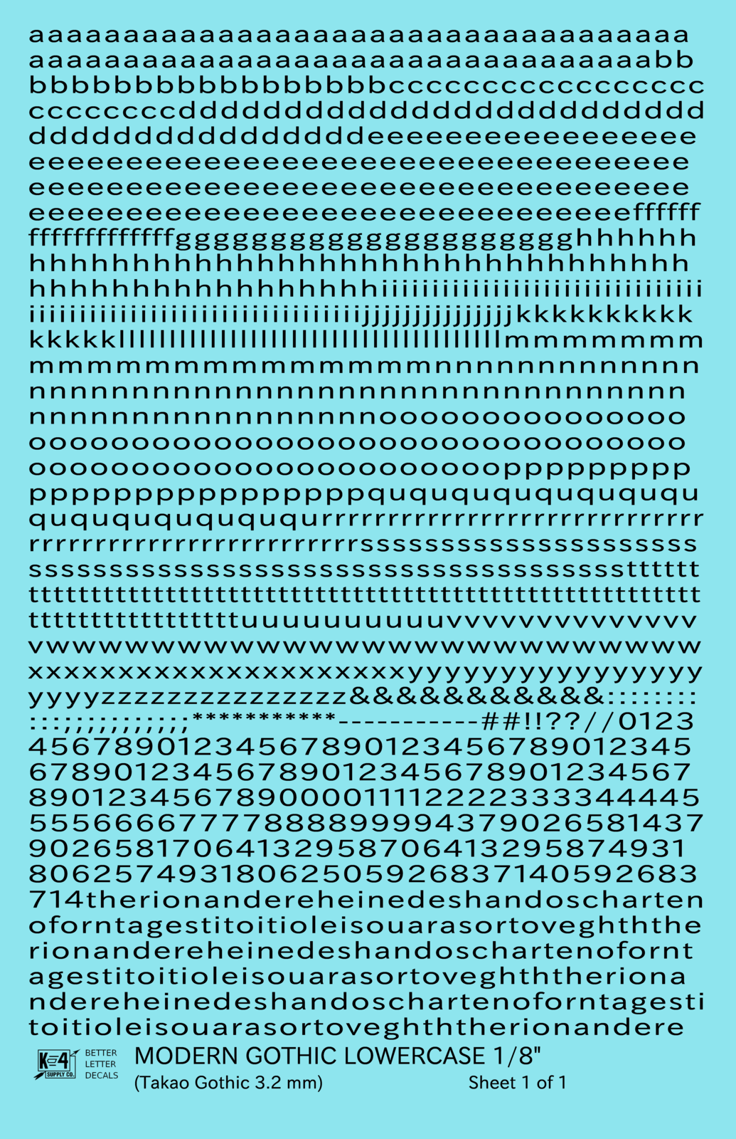Lowercase Modern Gothic Letter Number Alphabet
