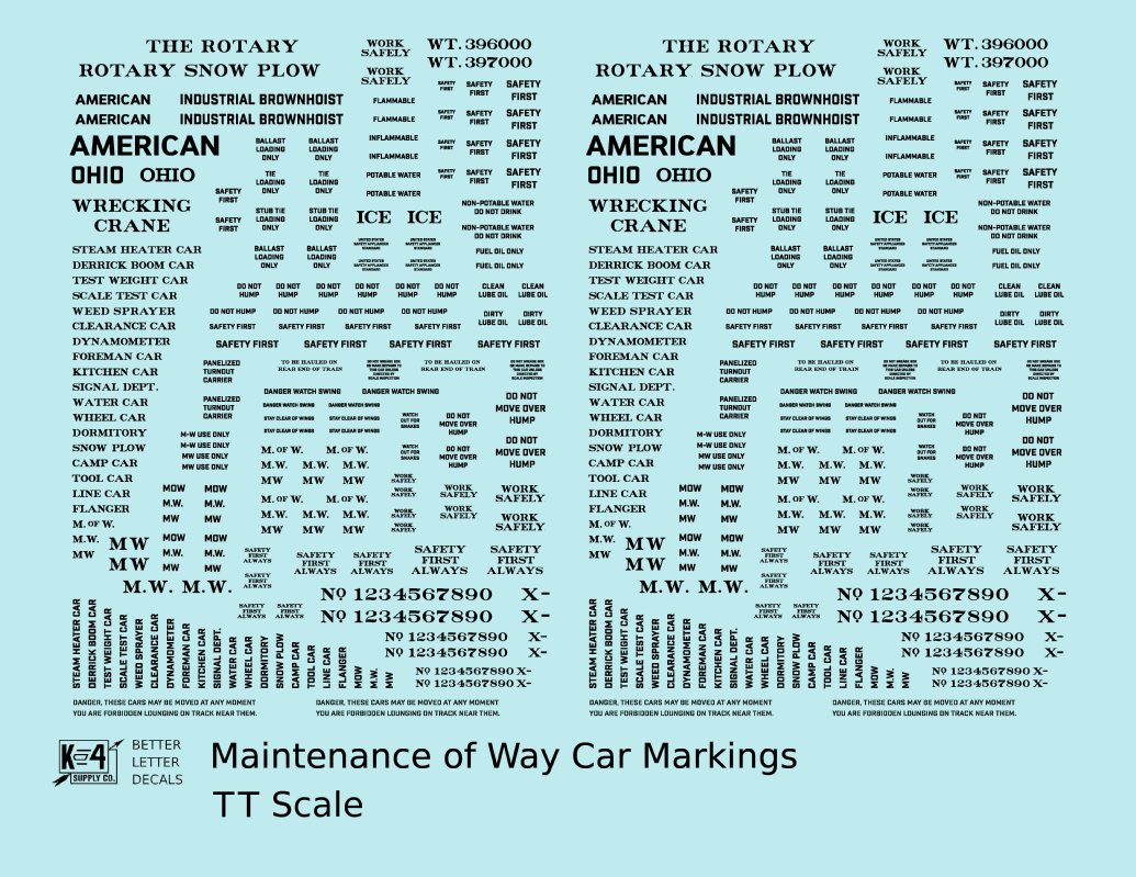 Maintenance Of Way (MOW) Data and Markings