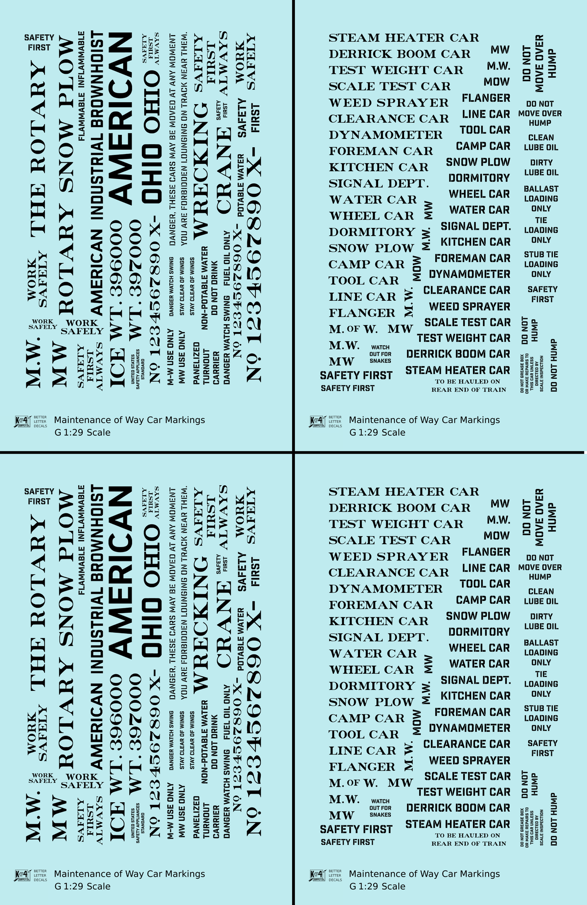 Maintenance Of Way (MOW) Data and Markings