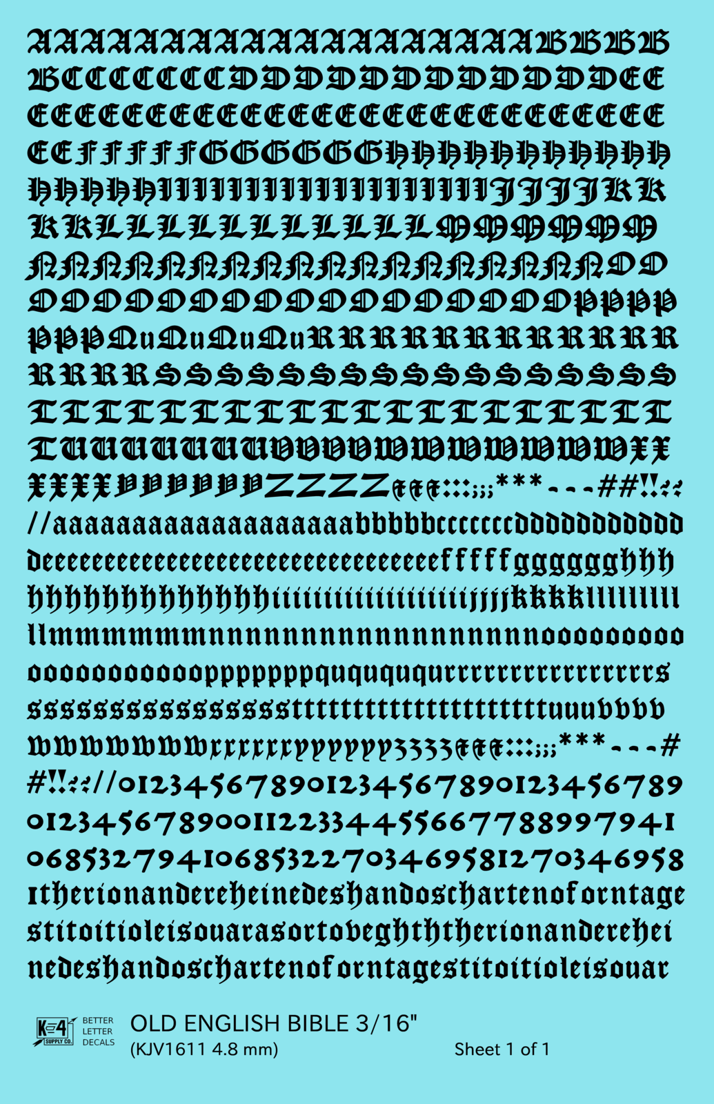 Old English Bible Letter Number Alphabet