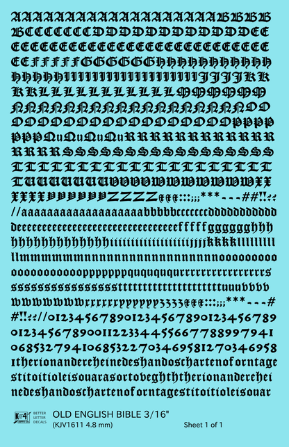 Old English Bible Letter Number Alphabet