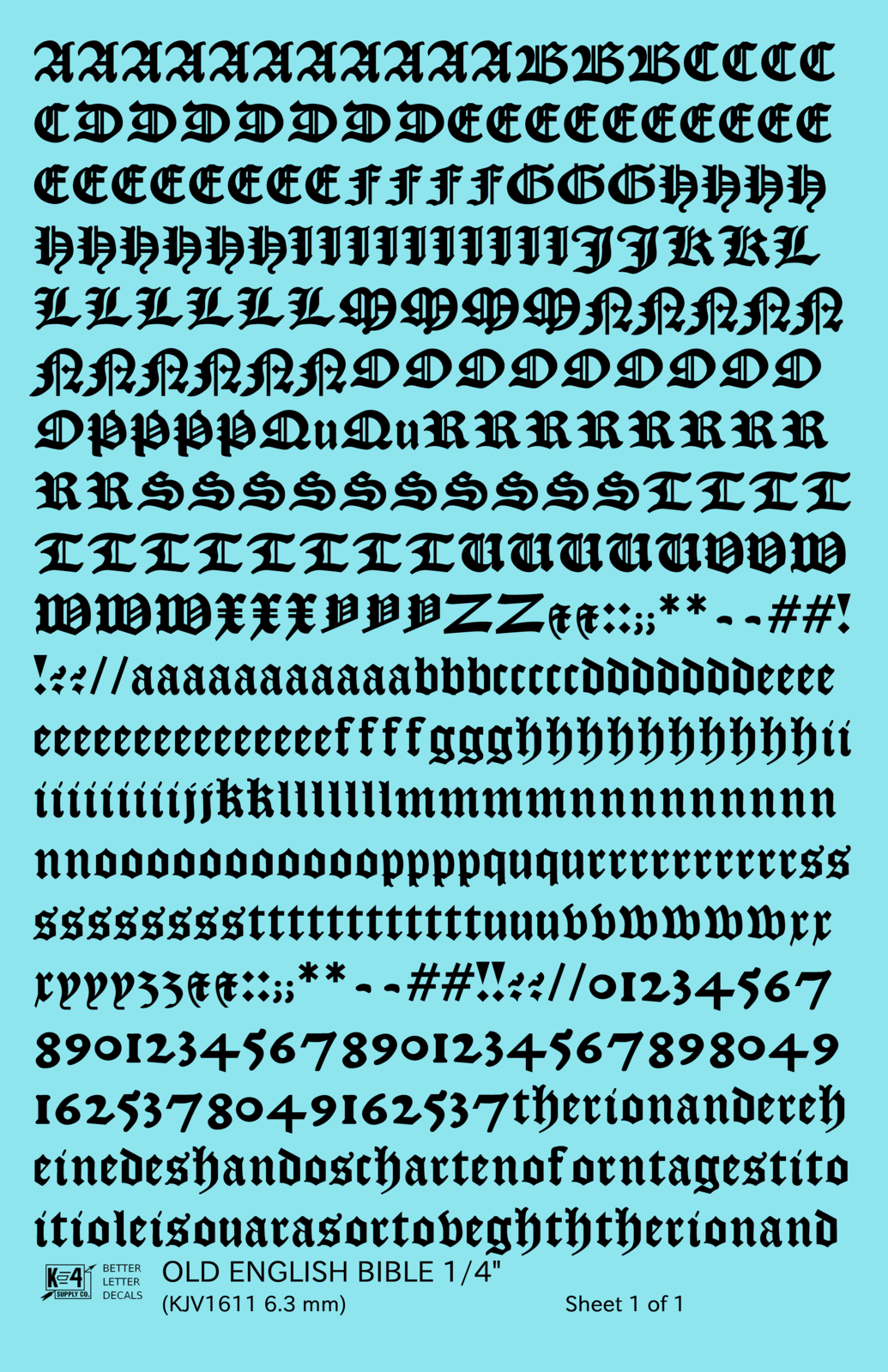 Old English Bible Letter Number Alphabet