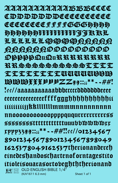 Old English Bible Letter Number Alphabet