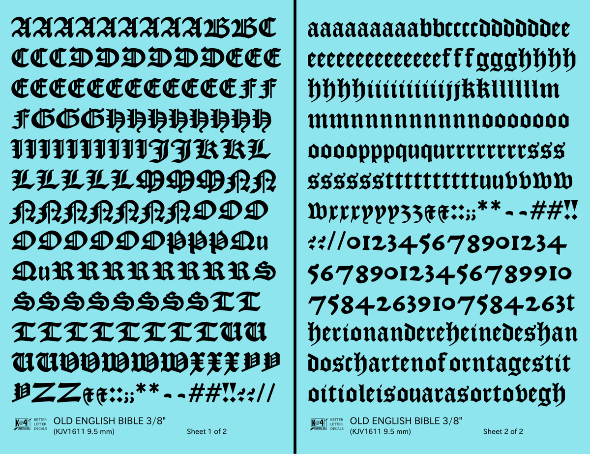 Old English Bible Letter Number Alphabet
