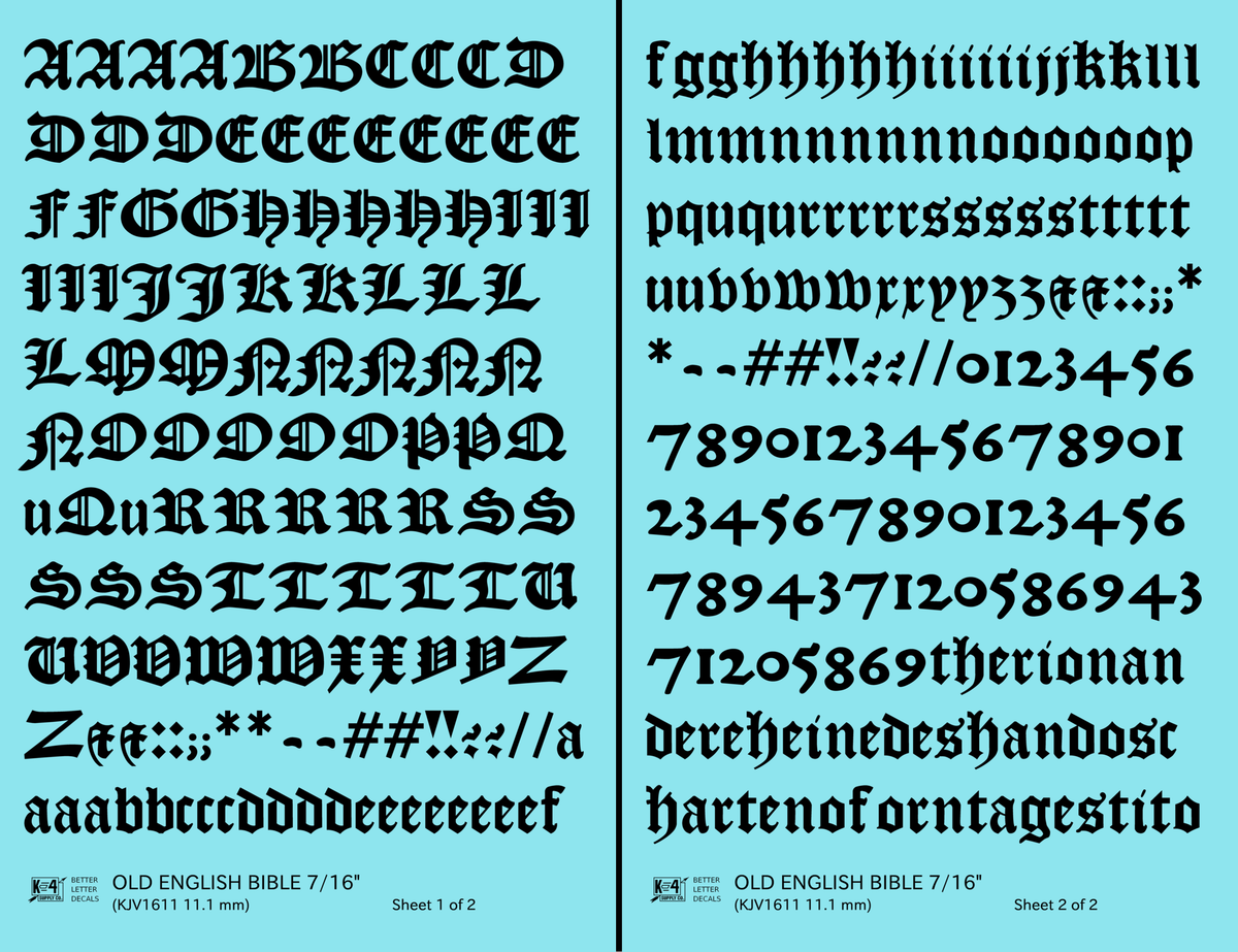 Old English Bible Letter Number Alphabet