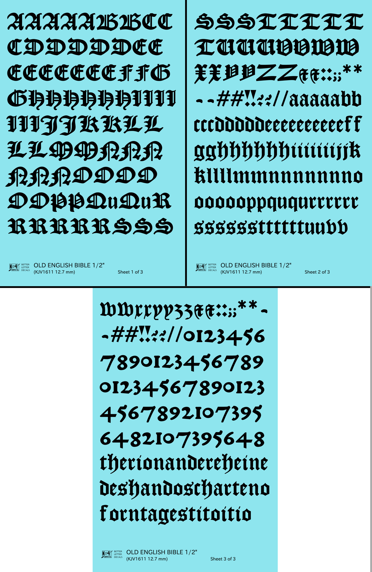 Old English Bible Letter Number Alphabet