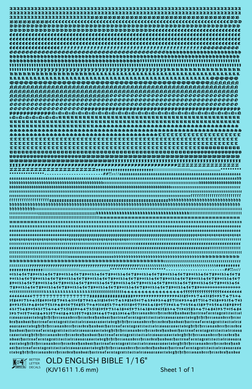 Old English Bible Letter Number Alphabet