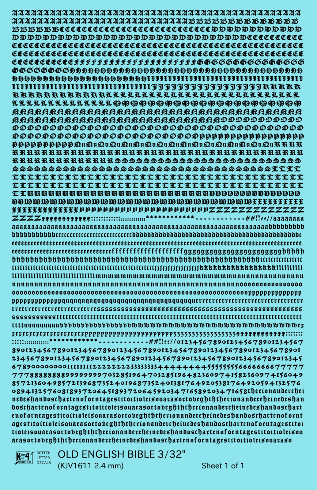 Old English Bible Letter Number Alphabet