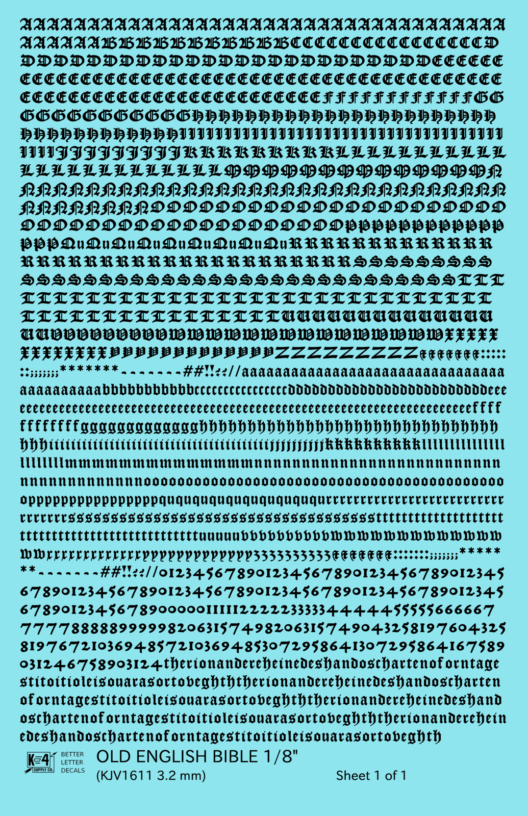 Old English Bible Letter Number Alphabet