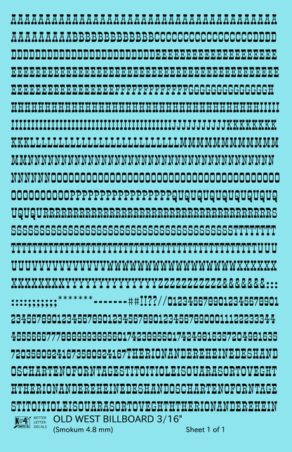 Old West Billboard Letter Number Alphabet