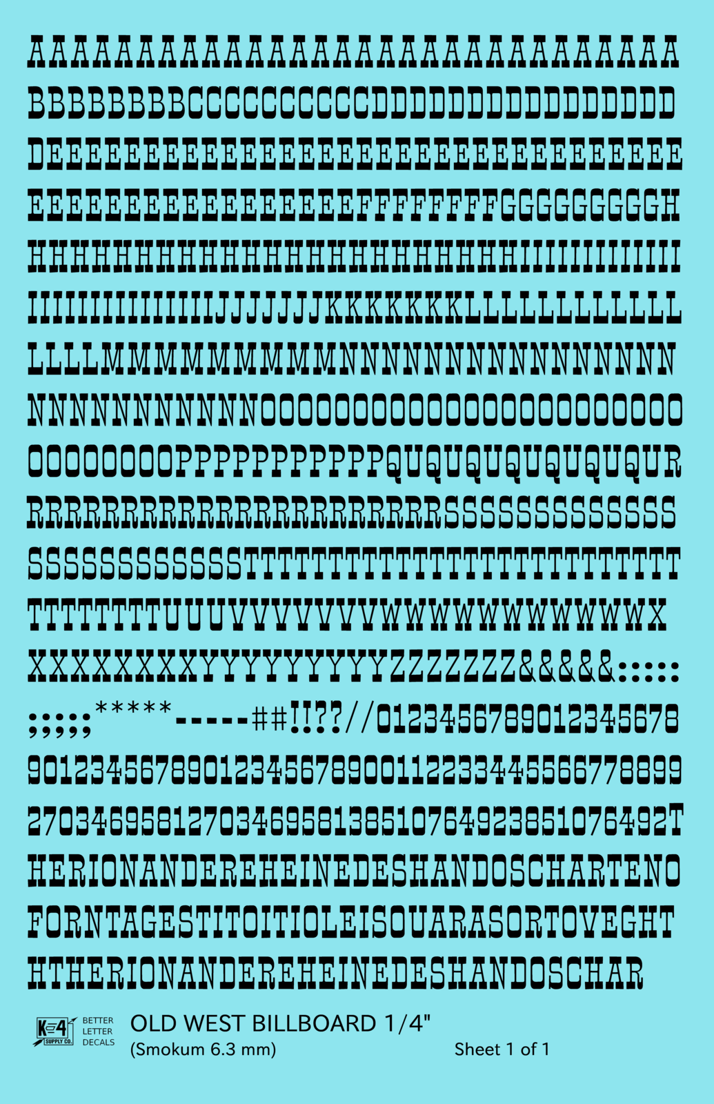 Old West Billboard Letter Number Alphabet