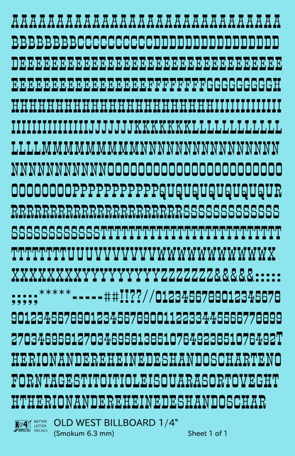 Old West Billboard Letter Number Alphabet
