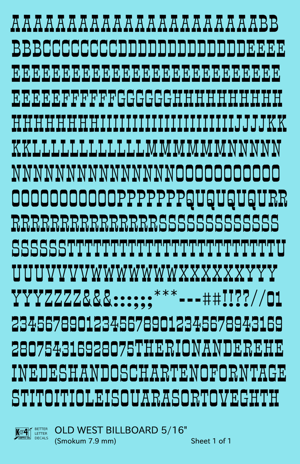 Old West Billboard Letter Number Alphabet