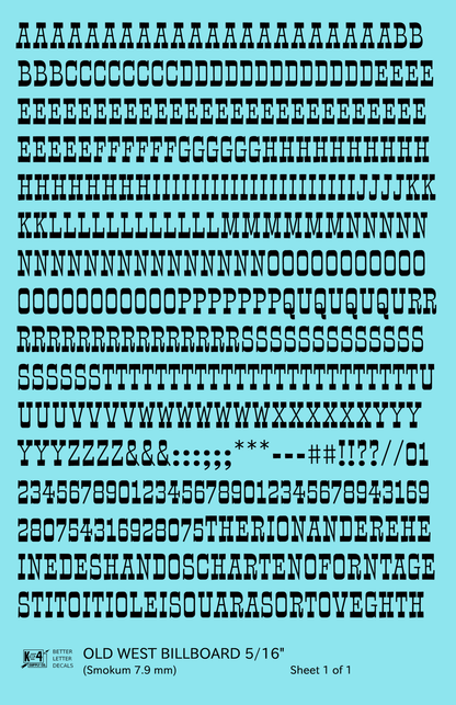 Old West Billboard Letter Number Alphabet