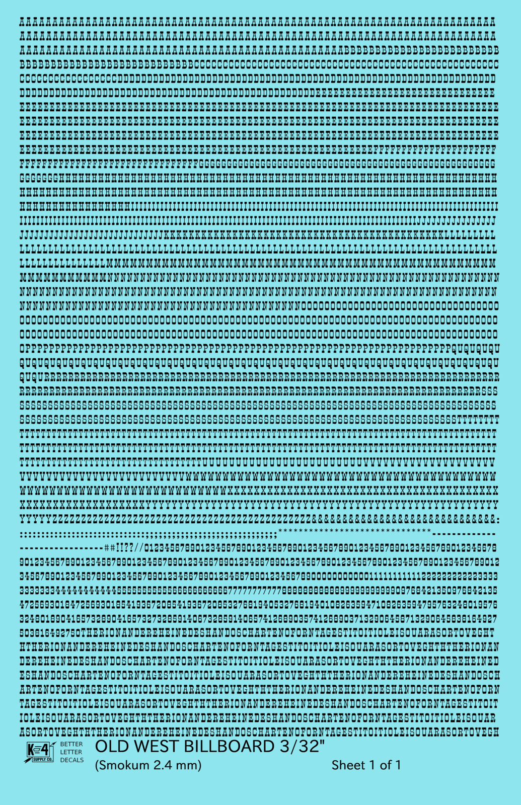 Old West Billboard Letter Number Alphabet