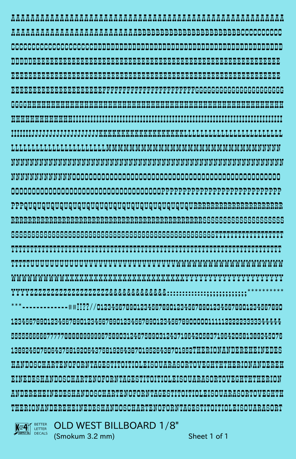 Old West Billboard Letter Number Alphabet