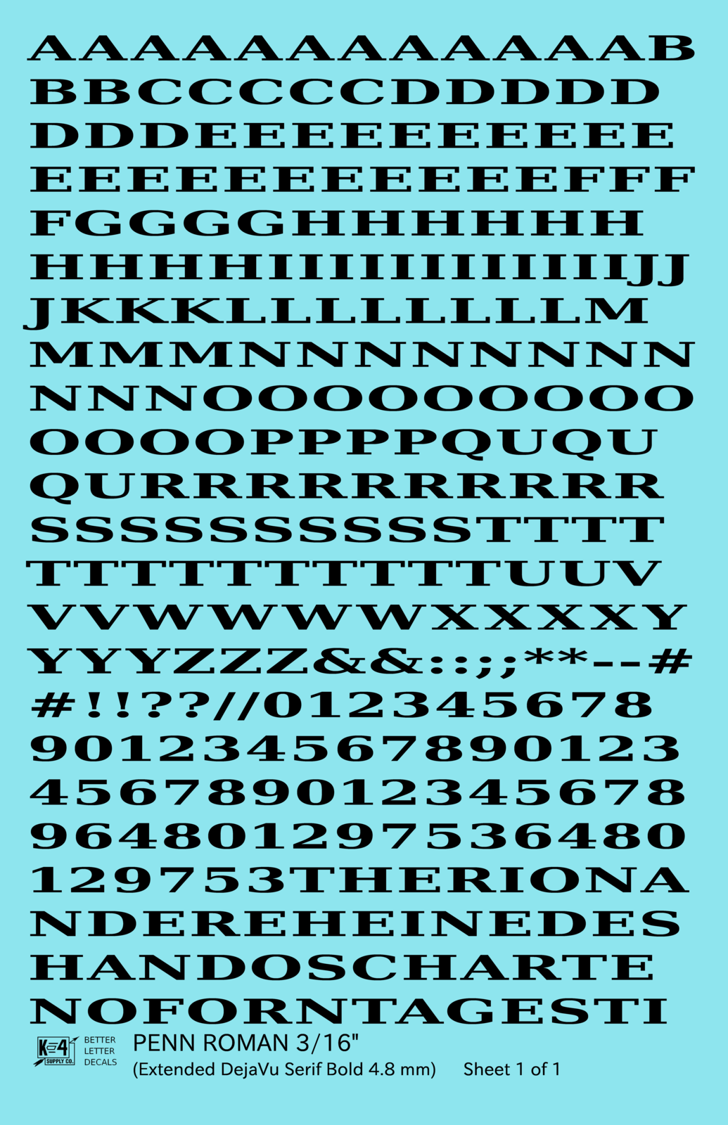 Penn Roman Letter Number Alphabet