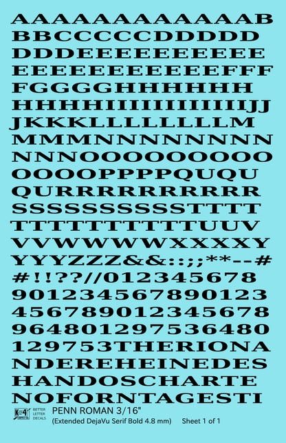 Penn Roman Letter Number Alphabet