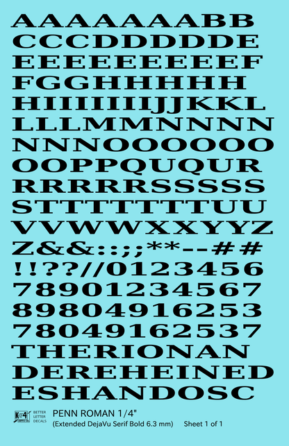 Penn Roman Letter Number Alphabet