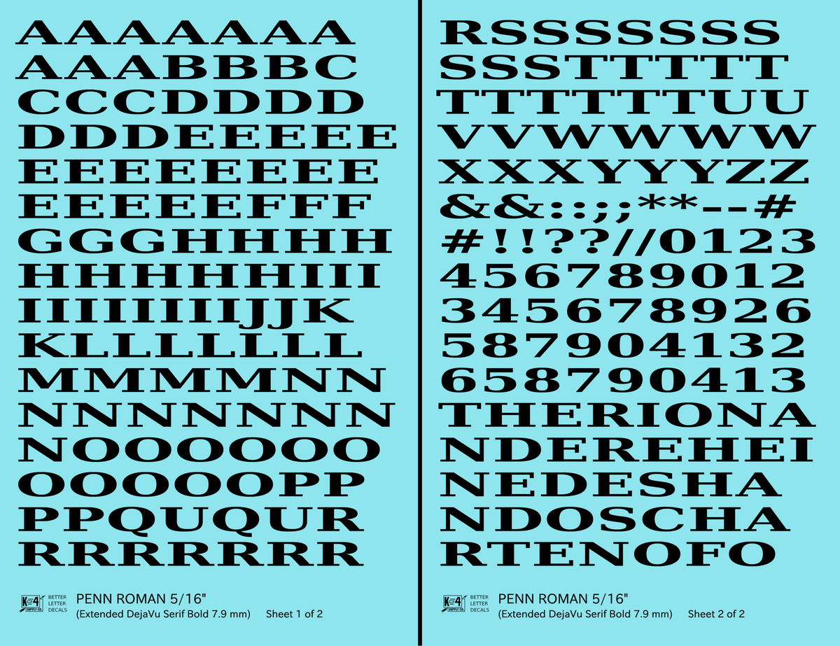 Penn Roman Letter Number Alphabet